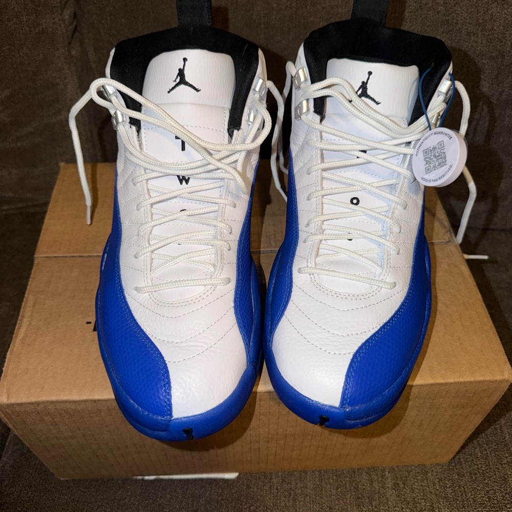 Nike Air Jordan 12 Blueberry Men’s Basketball Shoes - White/Blue Size 9.5